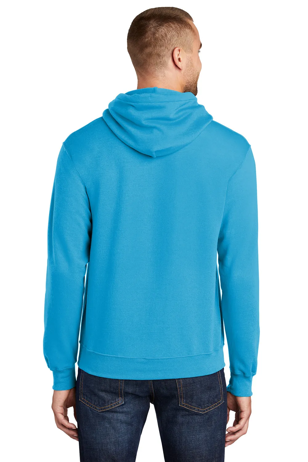 Port & Company Mens Core Pill Resistant Fleece Hooded Sweatshirt Hoodie w/ Pouch Pocket - Neon Blue