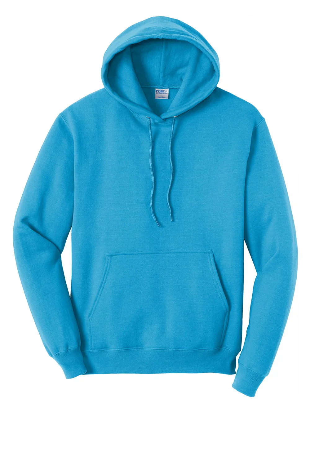 Port & Company Mens Core Pill Resistant Fleece Hooded Sweatshirt Hoodie w/ Pouch Pocket - Neon Blue