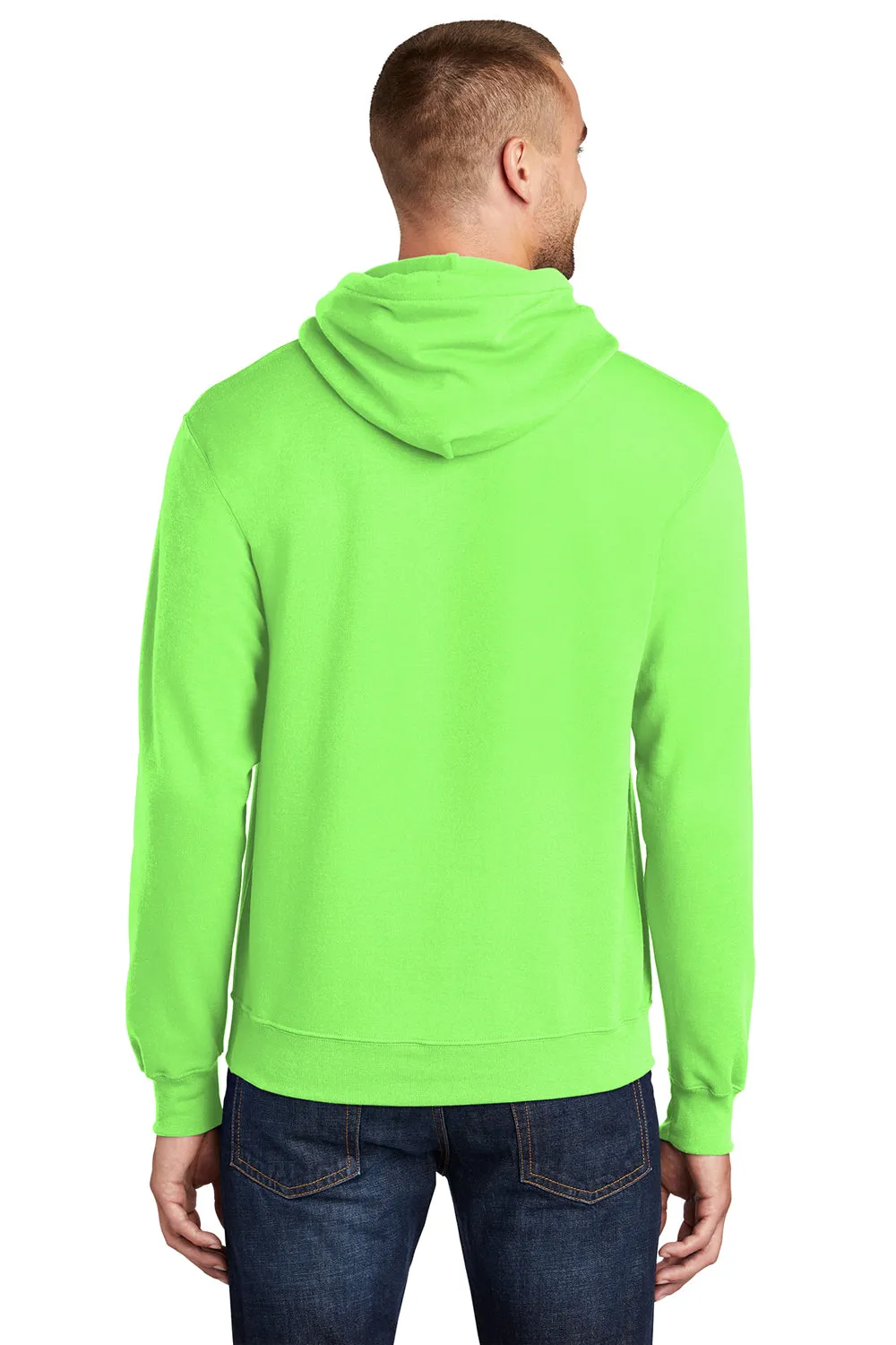 Port & Company Mens Core Pill Resistant Fleece Hooded Sweatshirt Hoodie w/ Pouch Pocket - Neon Green