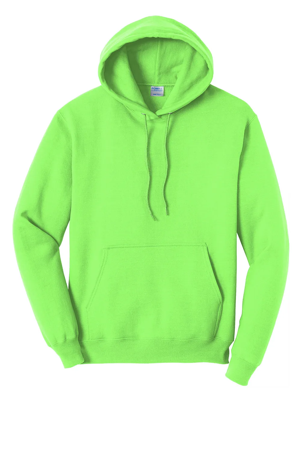 Port & Company Mens Core Pill Resistant Fleece Hooded Sweatshirt Hoodie w/ Pouch Pocket - Neon Green