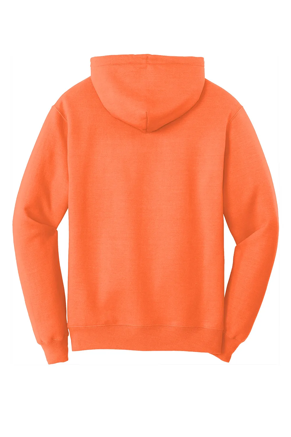 Port & Company Mens Core Pill Resistant Fleece Hooded Sweatshirt Hoodie w/ Pouch Pocket - Neon Orange