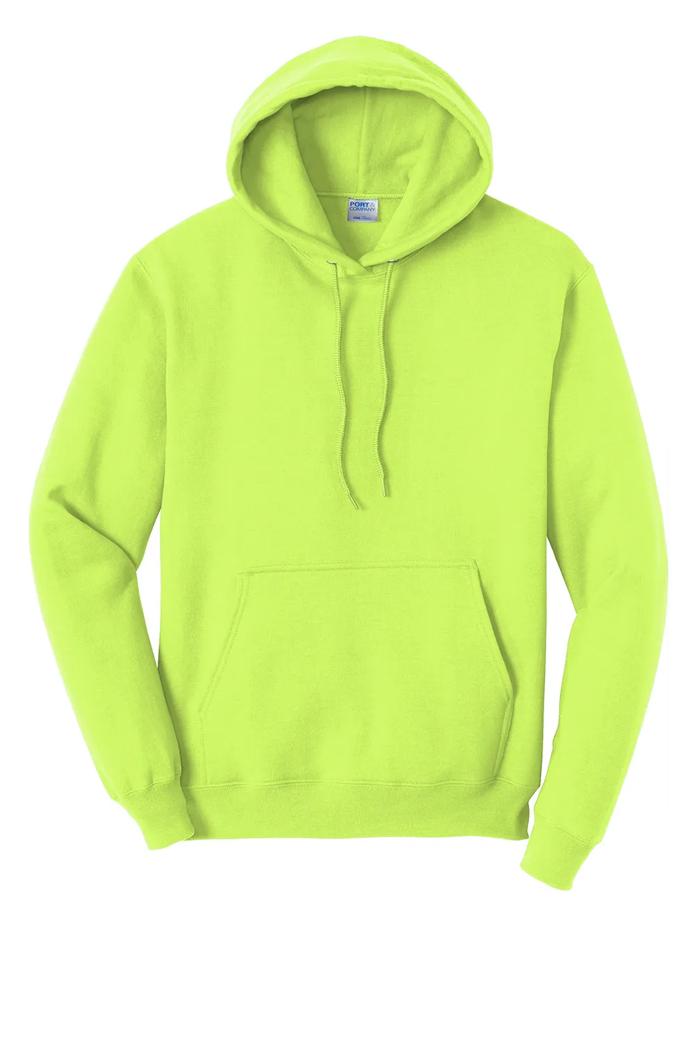 Port & Company Mens Core Pill Resistant Fleece Hooded Sweatshirt Hoodie w/ Pouch Pocket - Neon Yellow