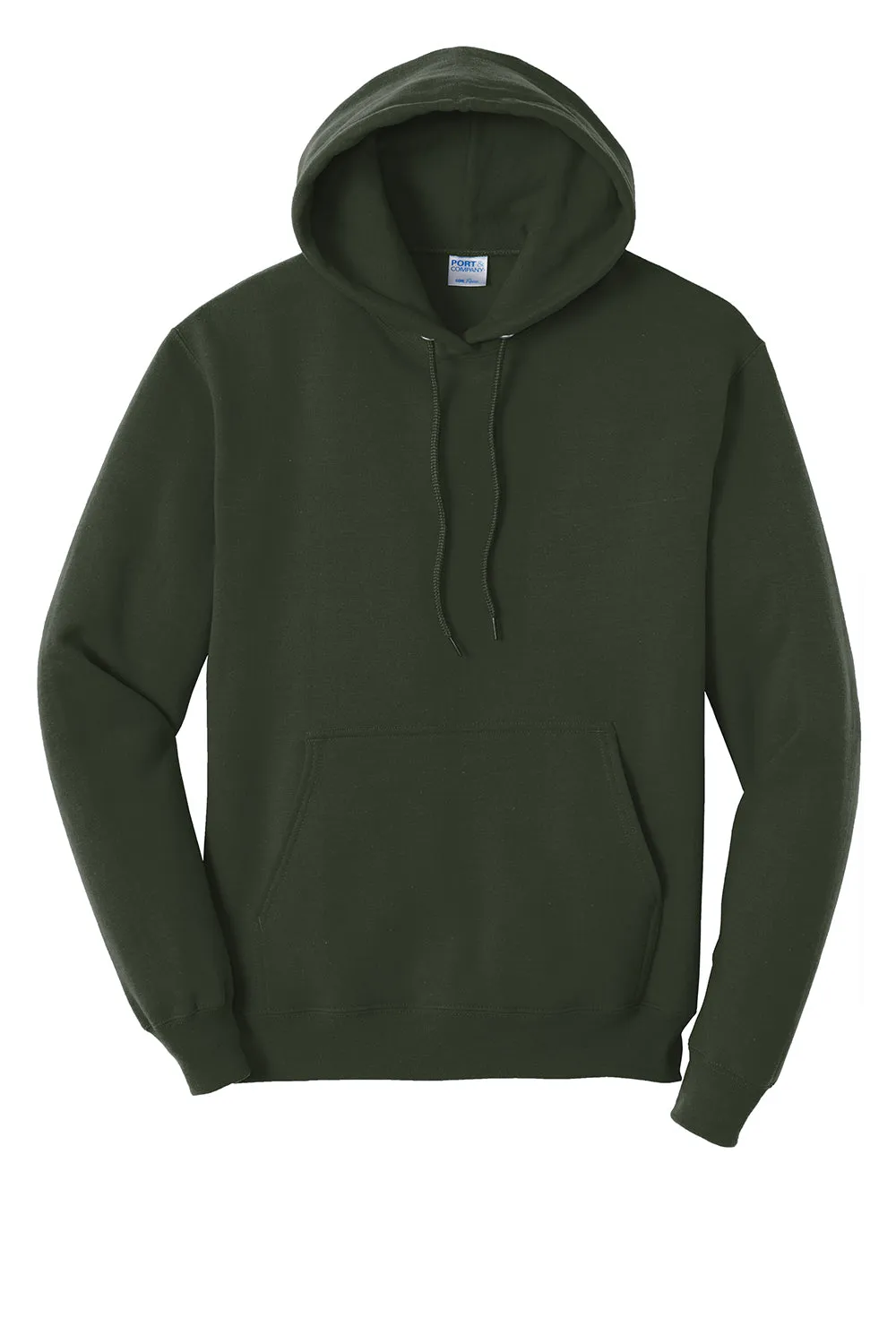 Port & Company Mens Core Pill Resistant Fleece Hooded Sweatshirt Hoodie w/ Pouch Pocket - Olive Green