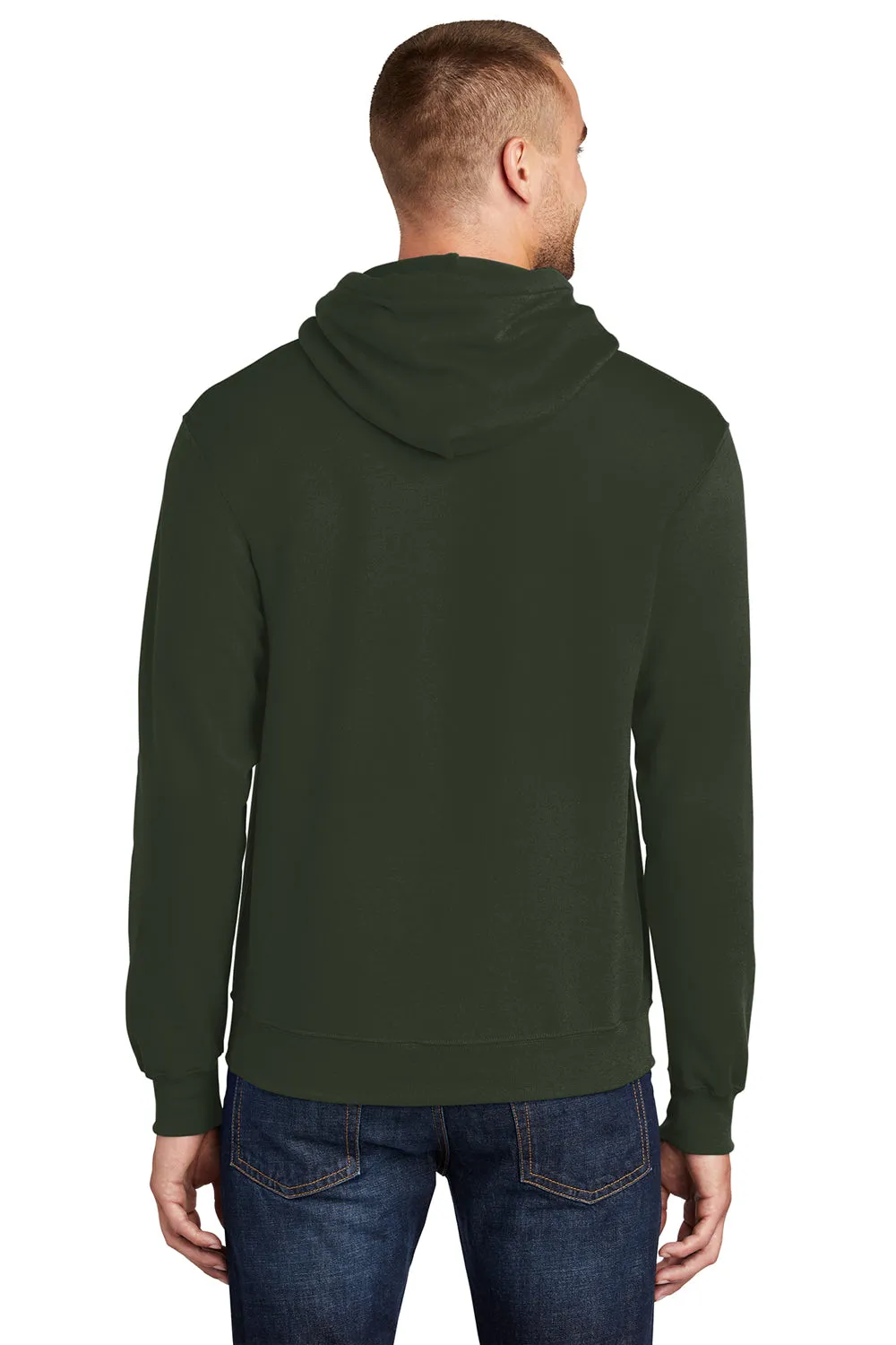 Port & Company Mens Core Pill Resistant Fleece Hooded Sweatshirt Hoodie w/ Pouch Pocket - Olive Green