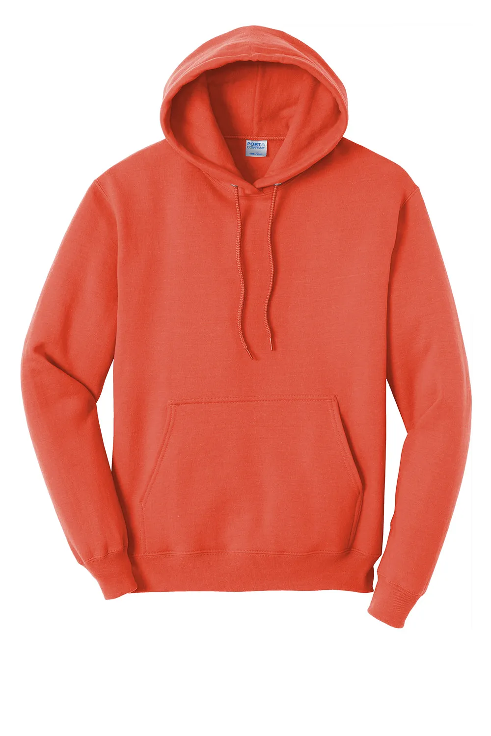 Port & Company Mens Core Pill Resistant Fleece Hooded Sweatshirt Hoodie w/ Pouch Pocket - Orange