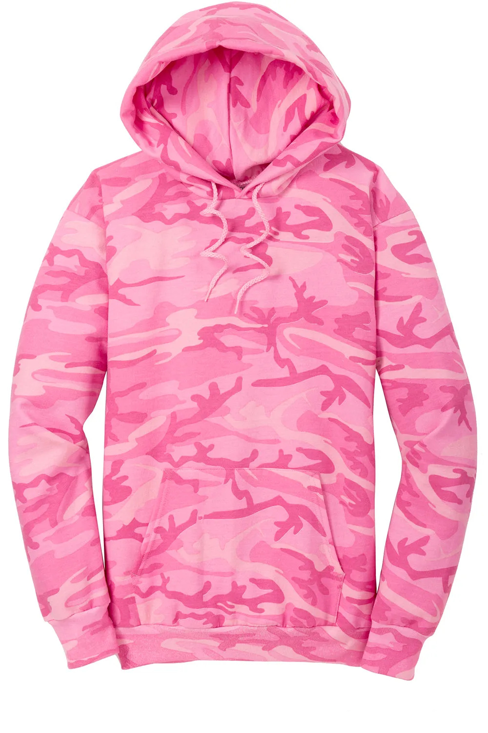 Port & Company Mens Core Pill Resistant Fleece Hooded Sweatshirt Hoodie w/ Pouch Pocket - Pink Camo