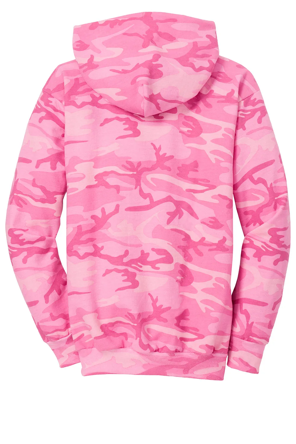 Port & Company Mens Core Pill Resistant Fleece Hooded Sweatshirt Hoodie w/ Pouch Pocket - Pink Camo