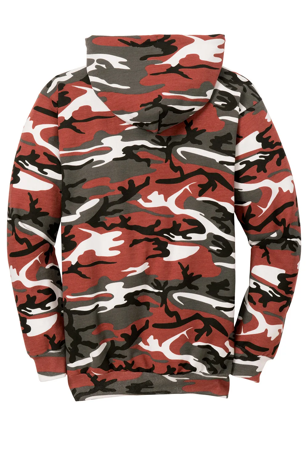 Port & Company Mens Core Pill Resistant Fleece Hooded Sweatshirt Hoodie w/ Pouch Pocket - Red Camo