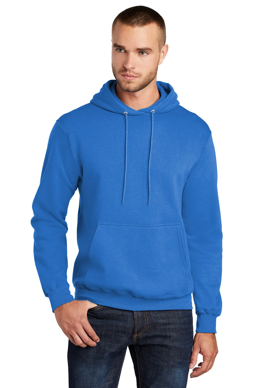 Port & Company Mens Core Pill Resistant Fleece Hooded Sweatshirt Hoodie w/ Pouch Pocket - Royal Blue