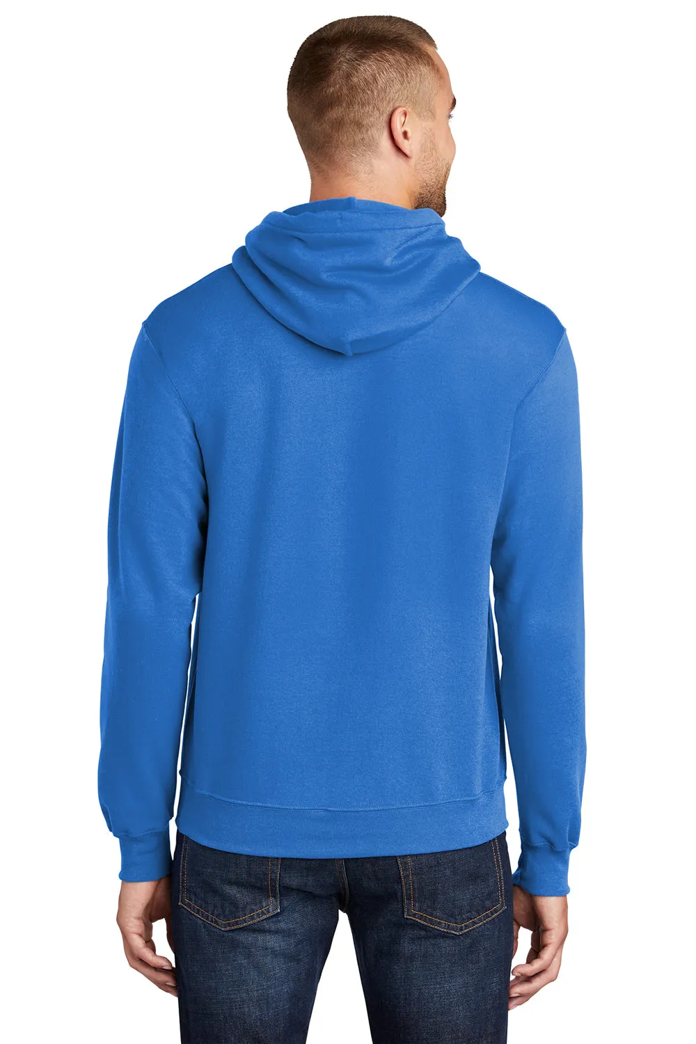 Port & Company Mens Core Pill Resistant Fleece Hooded Sweatshirt Hoodie w/ Pouch Pocket - Royal Blue