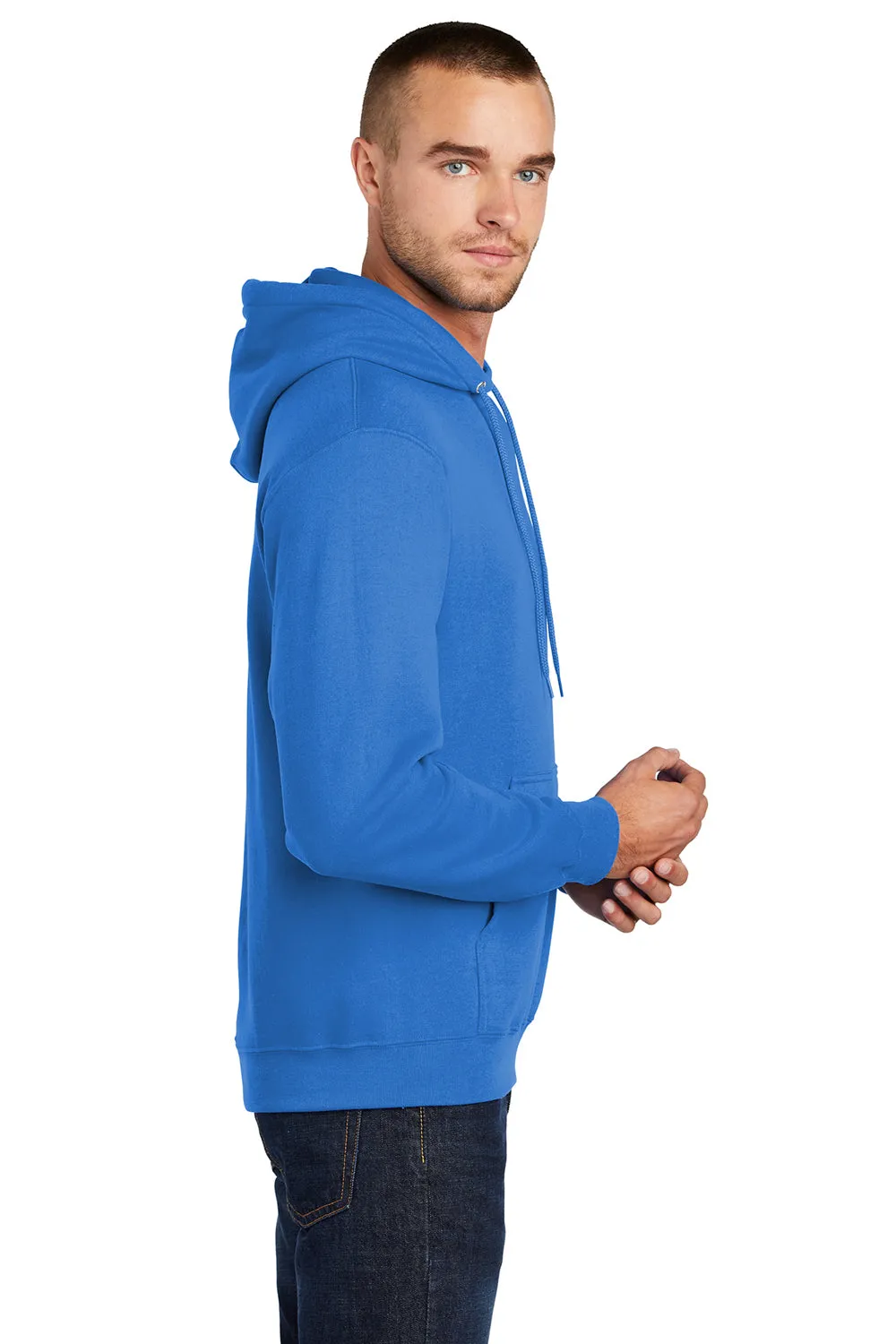 Port & Company Mens Core Pill Resistant Fleece Hooded Sweatshirt Hoodie w/ Pouch Pocket - Royal Blue