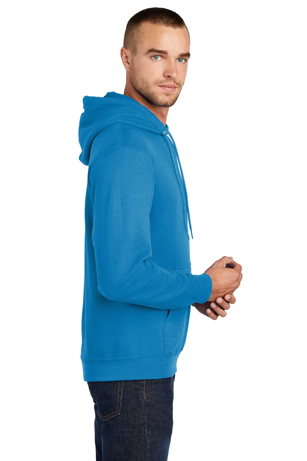 Port & Company Mens Core Pill Resistant Fleece Hooded Sweatshirt Hoodie w/ Pouch Pocket - Sapphire Blue