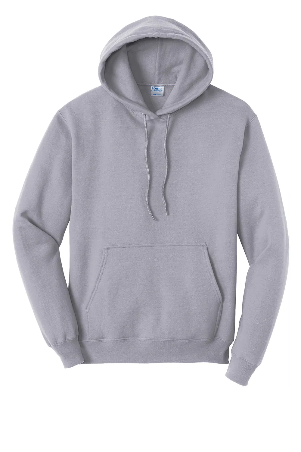 Port & Company Mens Core Pill Resistant Fleece Hooded Sweatshirt Hoodie w/ Pouch Pocket - Silver Grey
