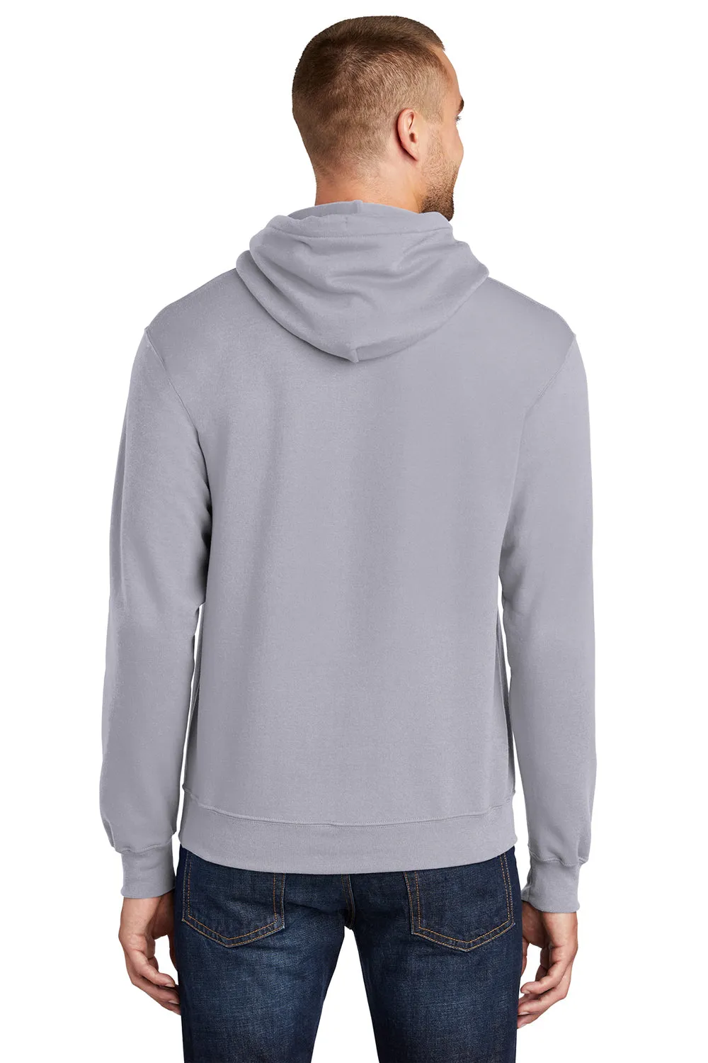 Port & Company Mens Core Pill Resistant Fleece Hooded Sweatshirt Hoodie w/ Pouch Pocket - Silver Grey