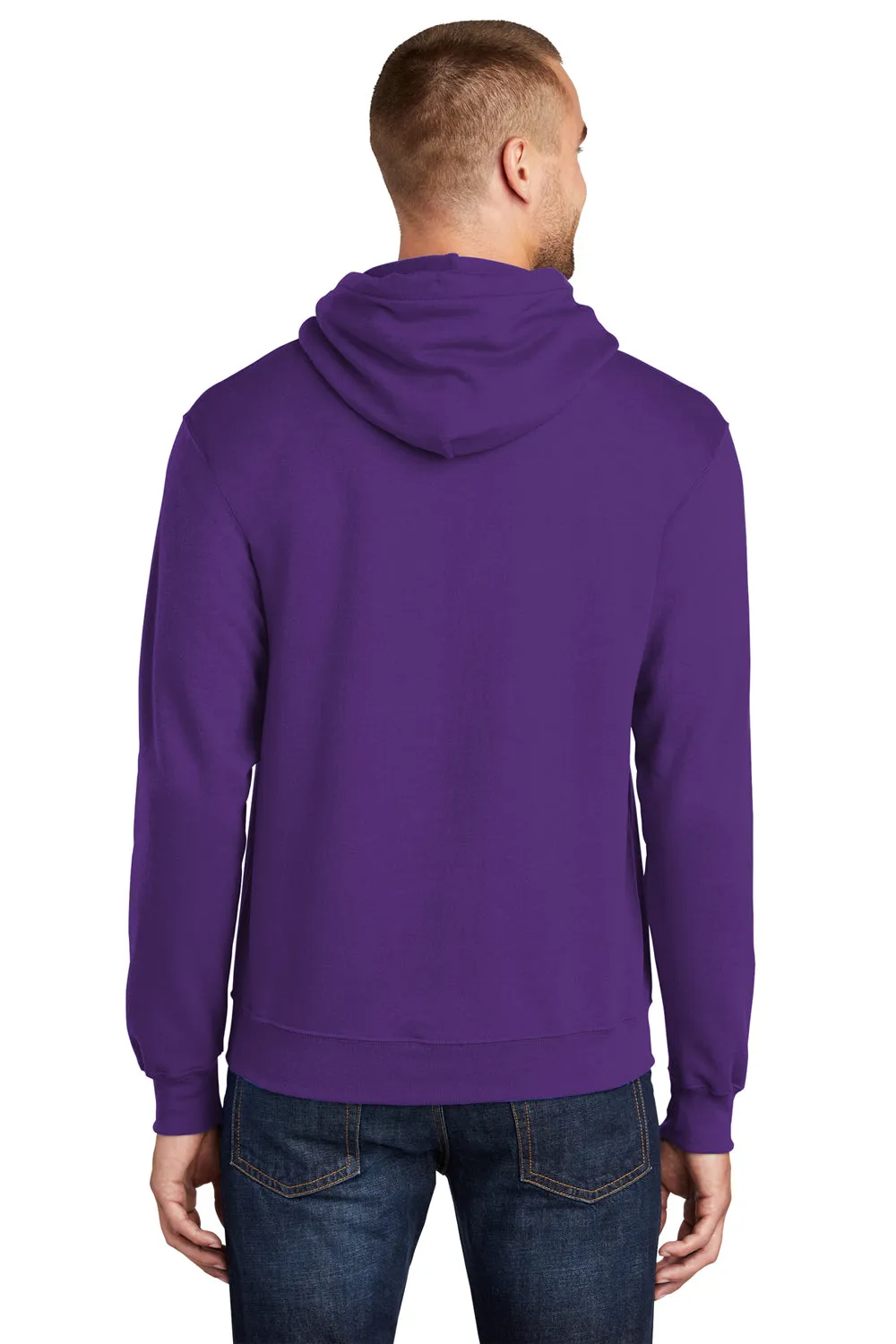 Port & Company Mens Core Pill Resistant Fleece Hooded Sweatshirt Hoodie w/ Pouch Pocket - Team Purple