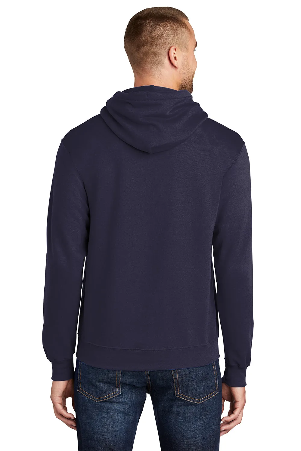 Port & Company Mens Core Pill Resistant Fleece Hooded Sweatshirt Hoodie w/ Pouch Pocket - True Navy Blue