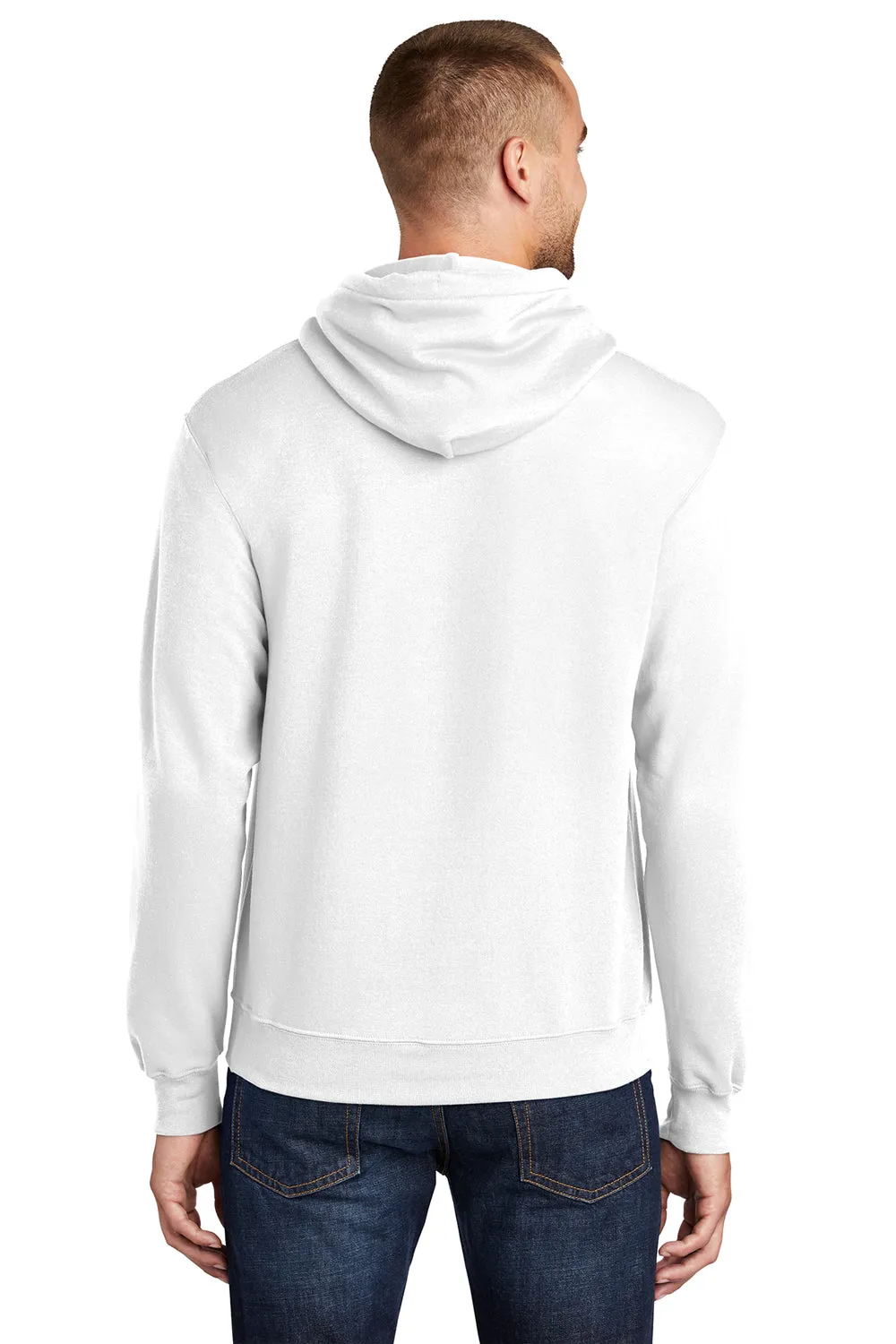 Port & Company Mens Core Pill Resistant Fleece Hooded Sweatshirt Hoodie w/ Pouch Pocket - White