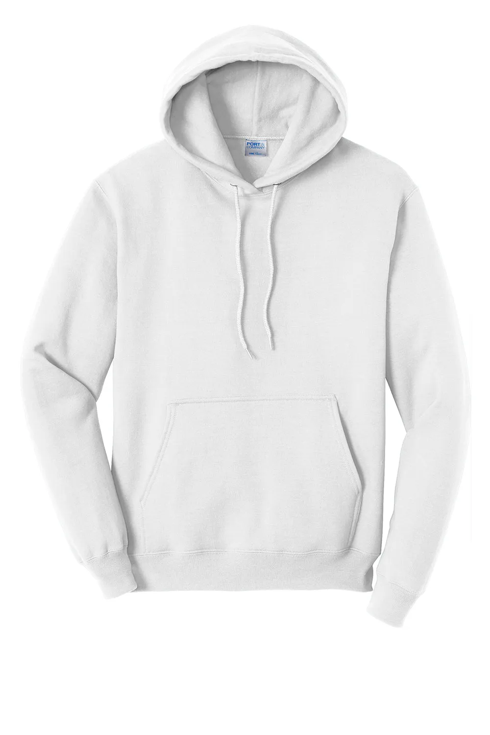 Port & Company Mens Core Pill Resistant Fleece Hooded Sweatshirt Hoodie w/ Pouch Pocket - White