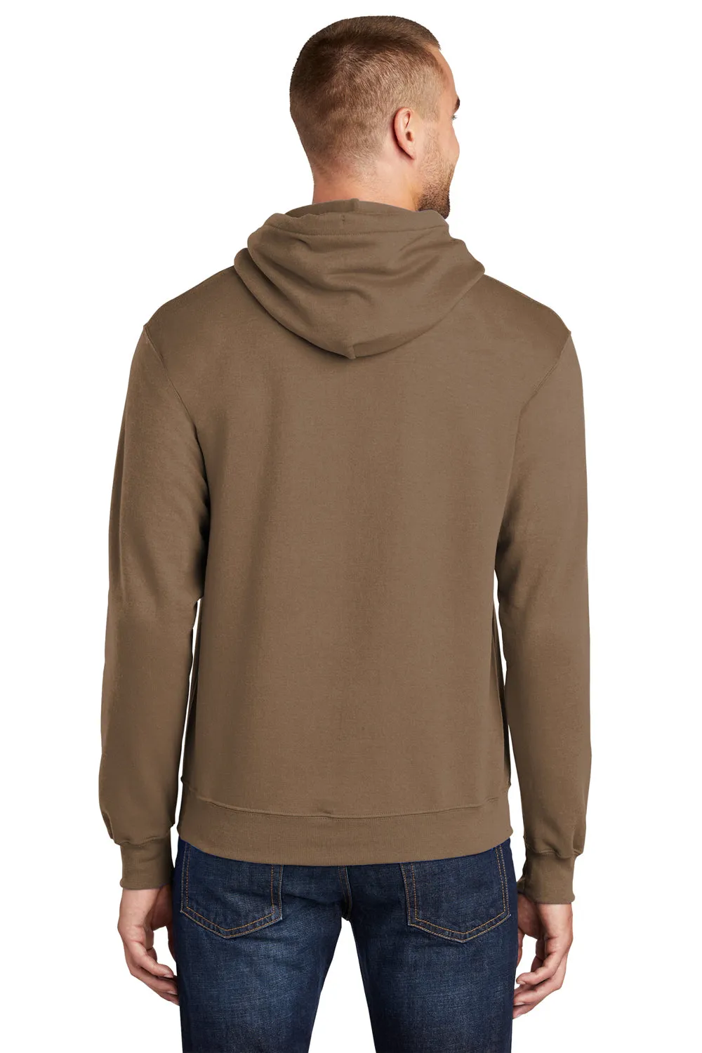 Port & Company Mens Core Pill Resistant Fleece Hooded Sweatshirt Hoodie w/ Pouch Pocket - Woodland Brown