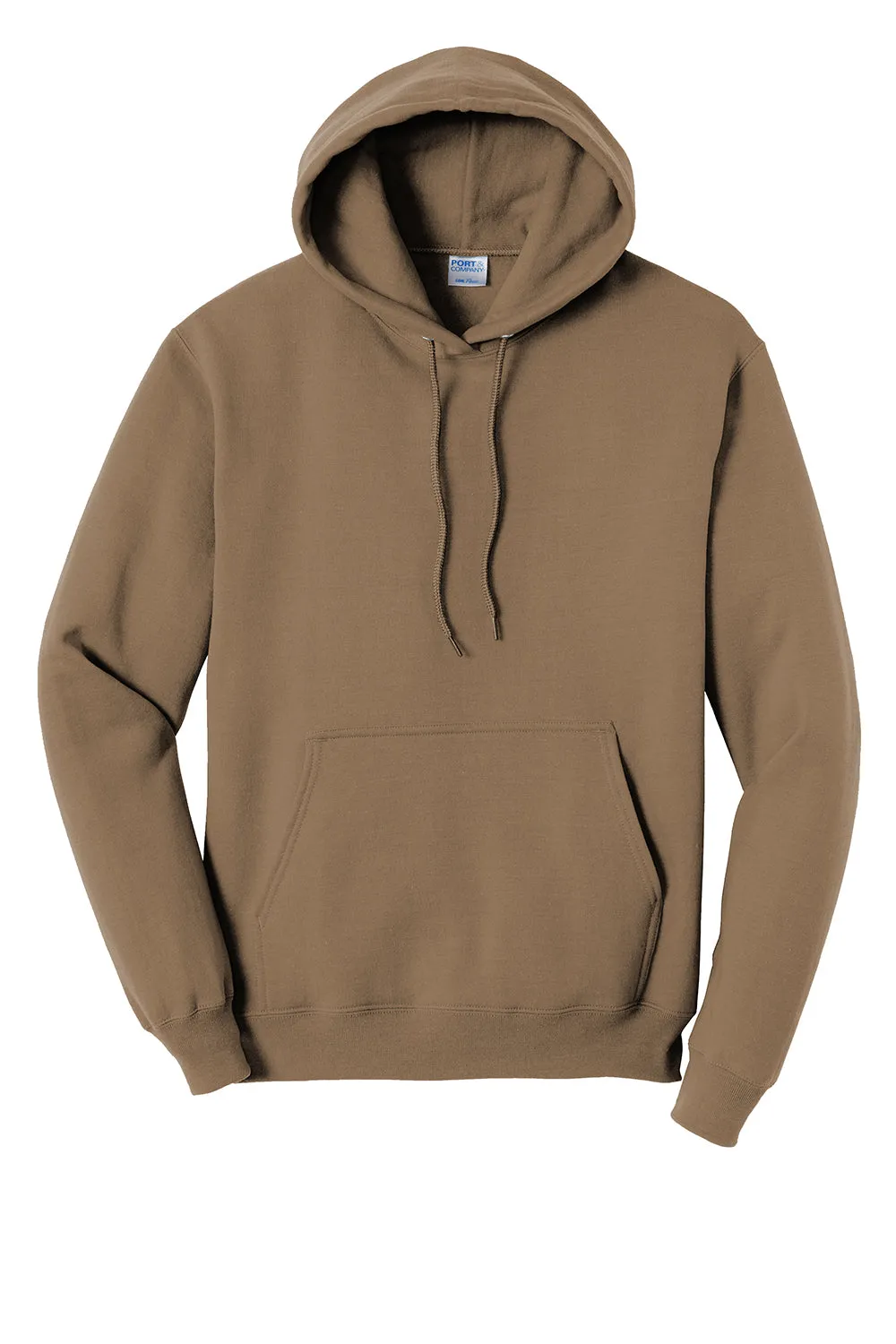 Port & Company Mens Core Pill Resistant Fleece Hooded Sweatshirt Hoodie w/ Pouch Pocket - Woodland Brown