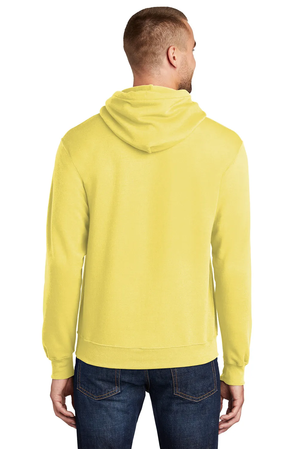 Port & Company Mens Core Pill Resistant Fleece Hooded Sweatshirt Hoodie w/ Pouch Pocket - Yellow