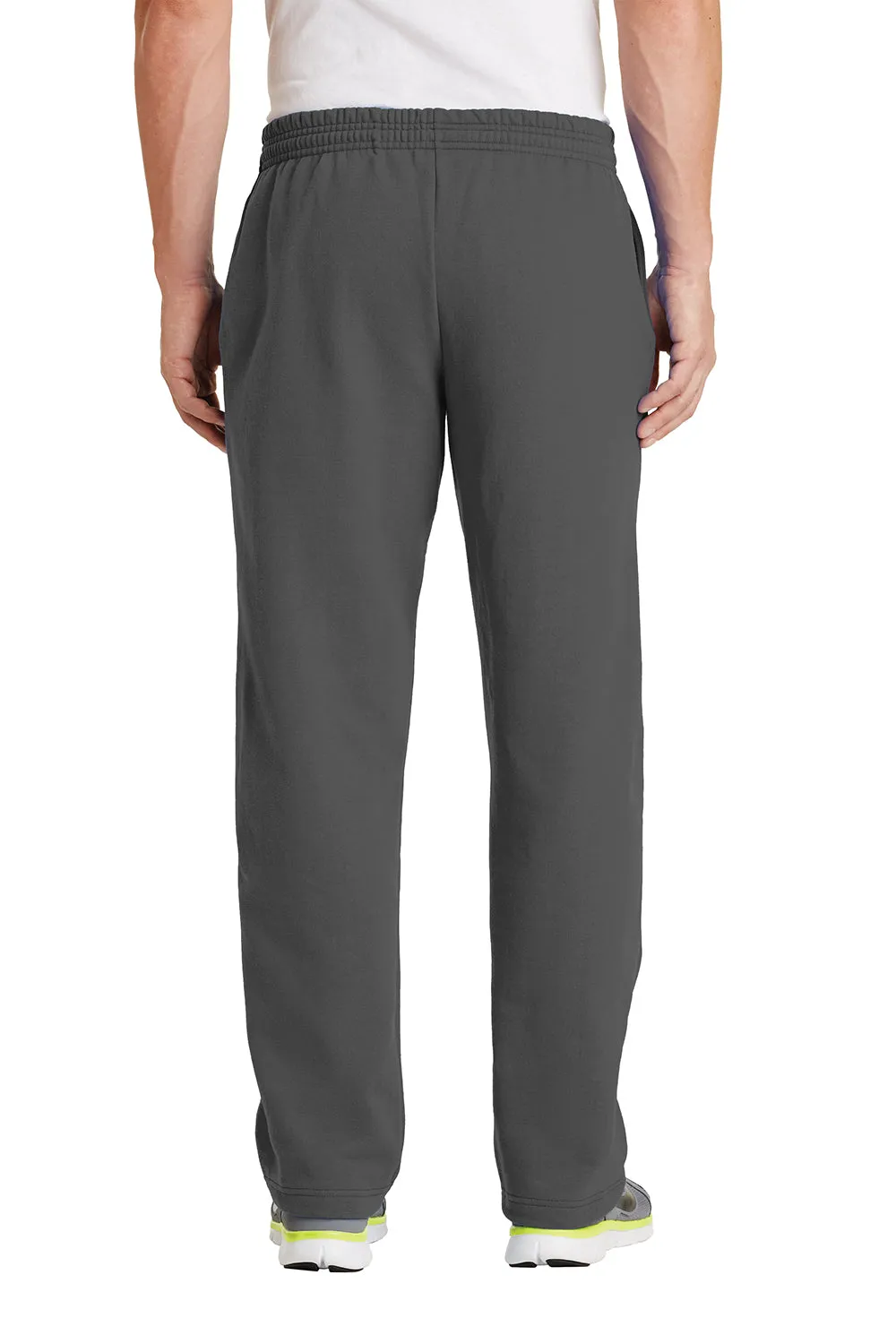 Port & Company Mens Core Pill Resistant Fleece Open Bottom Sweatpants w/ Pockets - Charcoal Grey