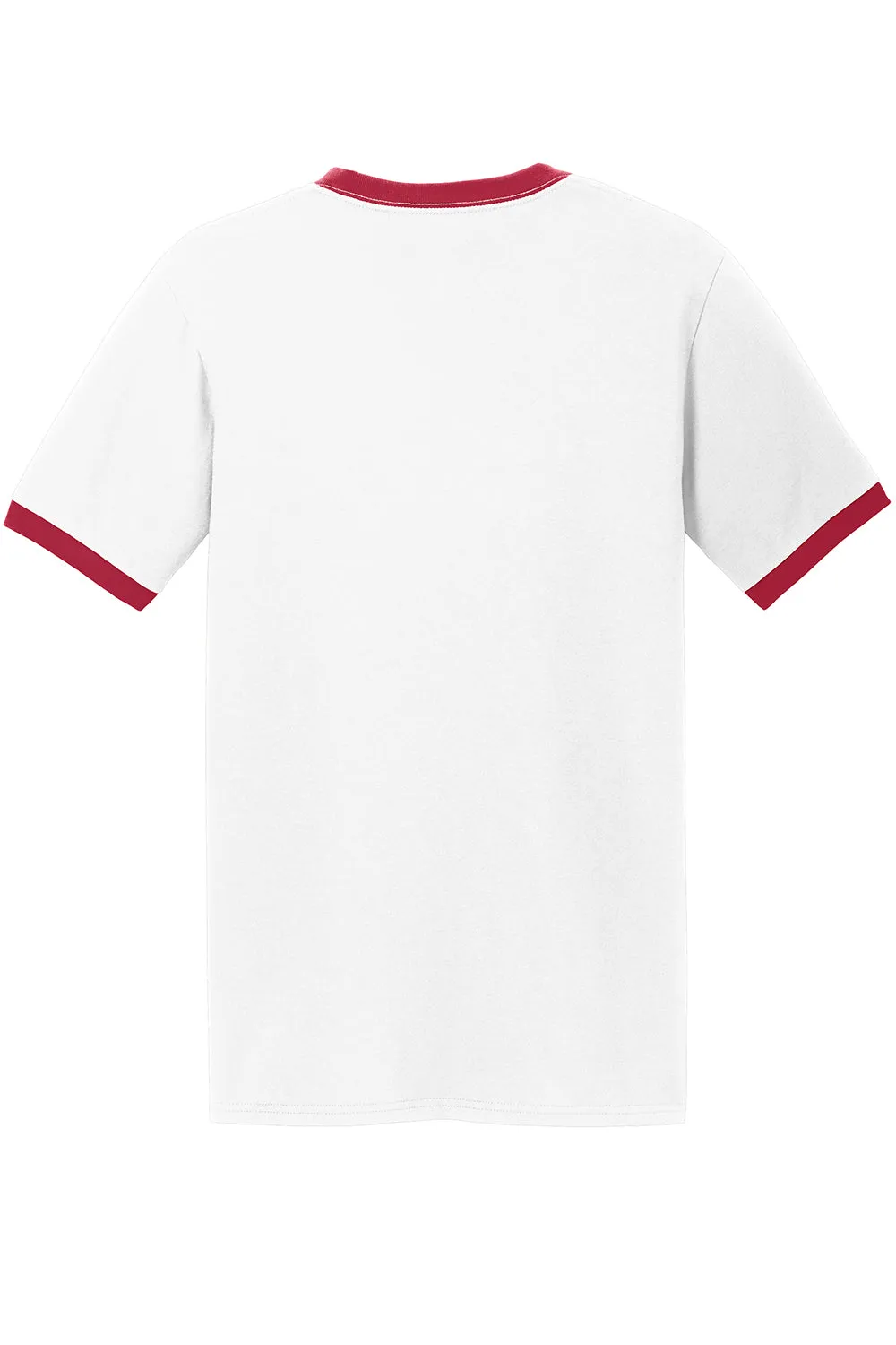 Port & Company Mens Core Ringer Short Sleeve Crewneck T-Shirt - White/Red