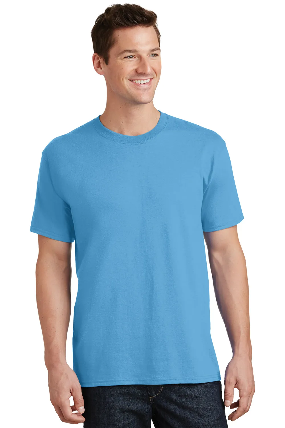 Port & Company Mens Core Short Sleeve Crewneck T-Shirt - Aquatic Blue