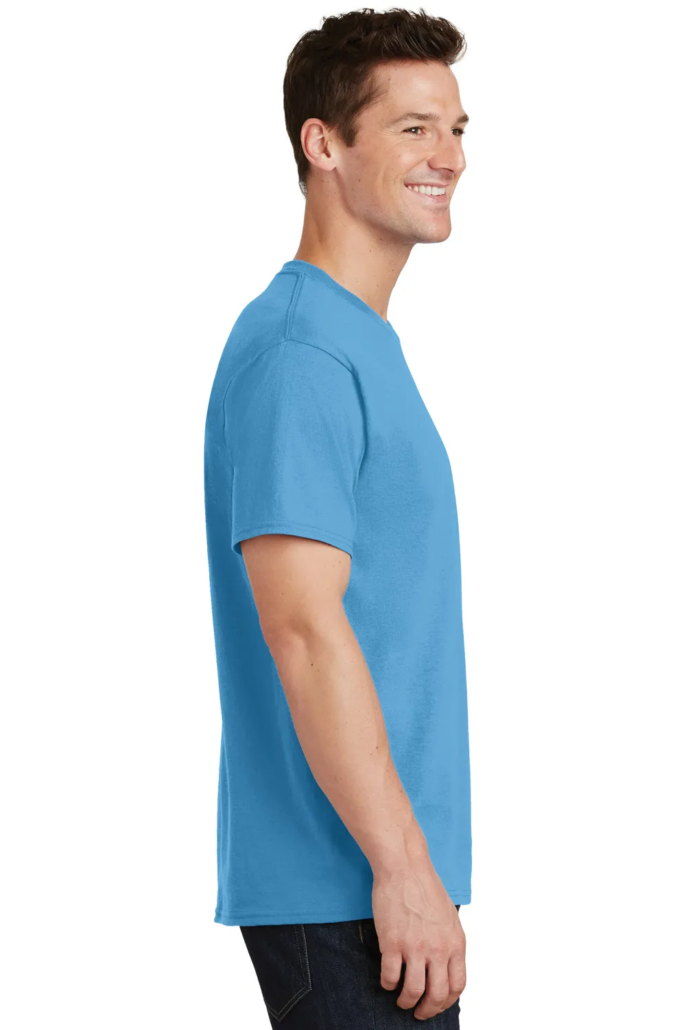 Port & Company Mens Core Short Sleeve Crewneck T-Shirt - Aquatic Blue