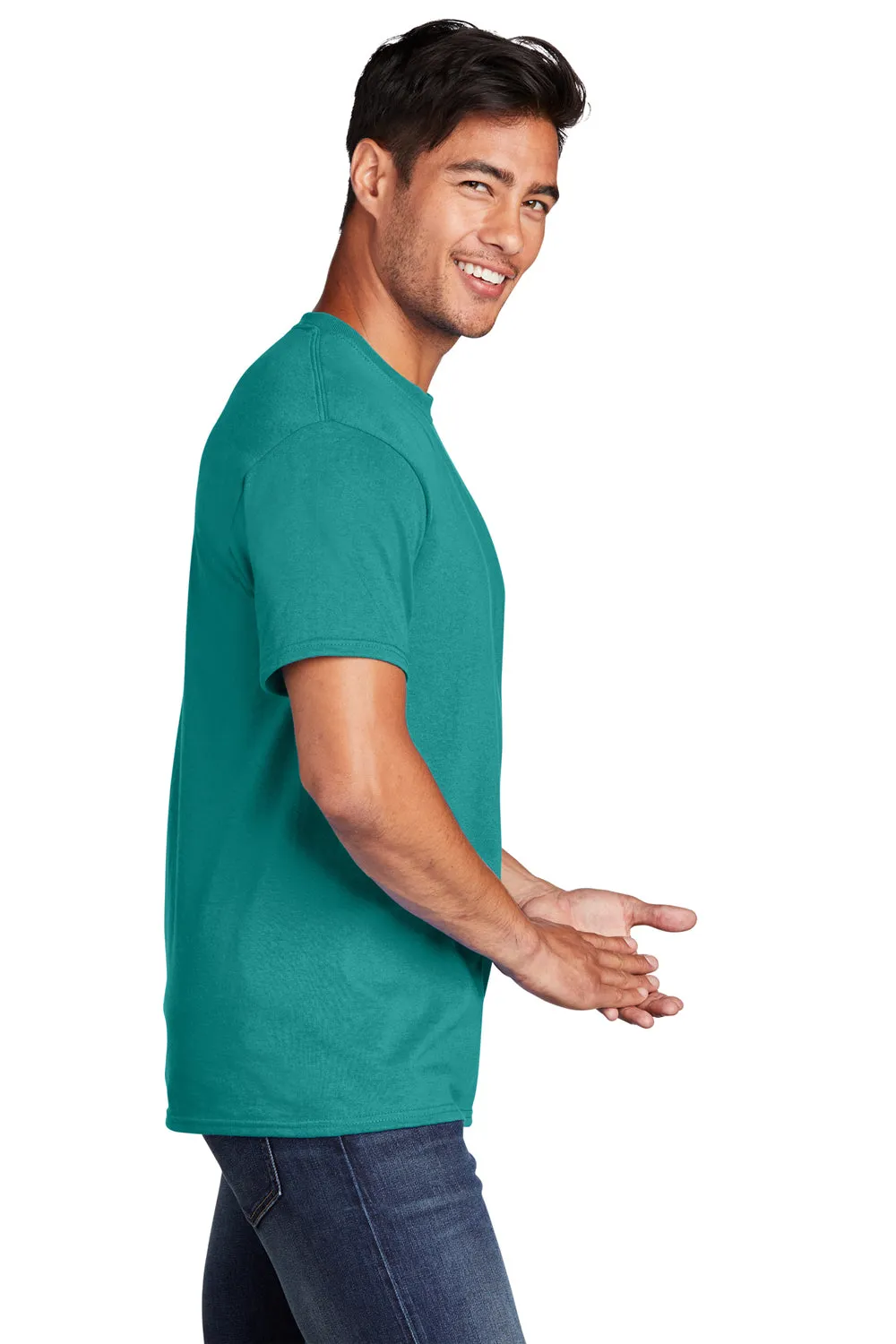 Port & Company Mens Core Short Sleeve Crewneck T-Shirt - Bright Aqua Blue