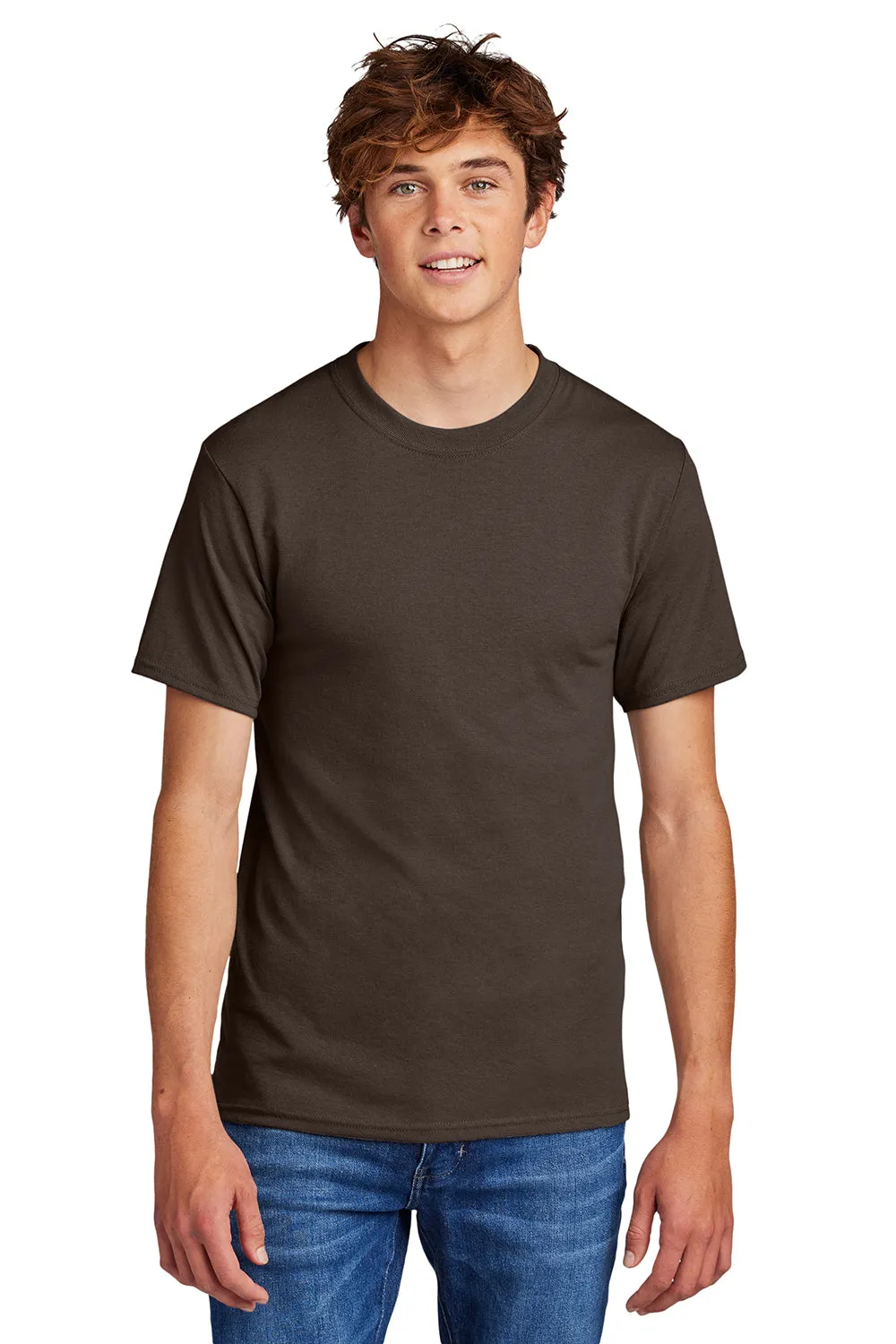 Port & Company Mens Core Short Sleeve Crewneck T-Shirt - Brown