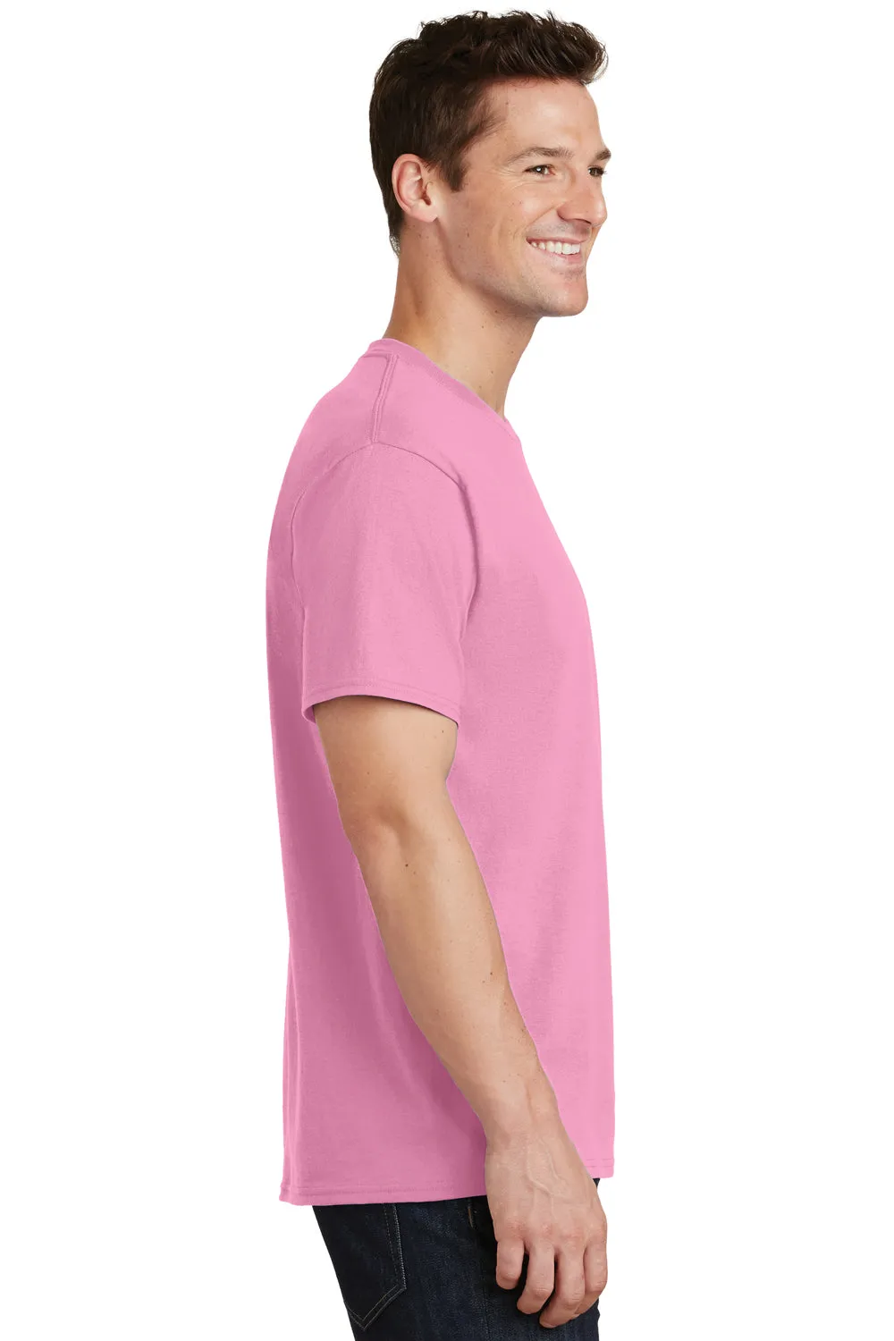 Port & Company Mens Core Short Sleeve Crewneck T-Shirt - Candy Pink