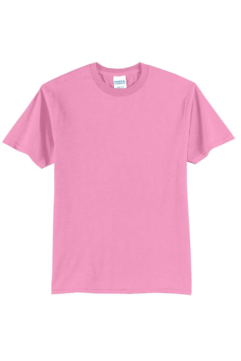 Port & Company Mens Core Short Sleeve Crewneck T-Shirt - Candy Pink