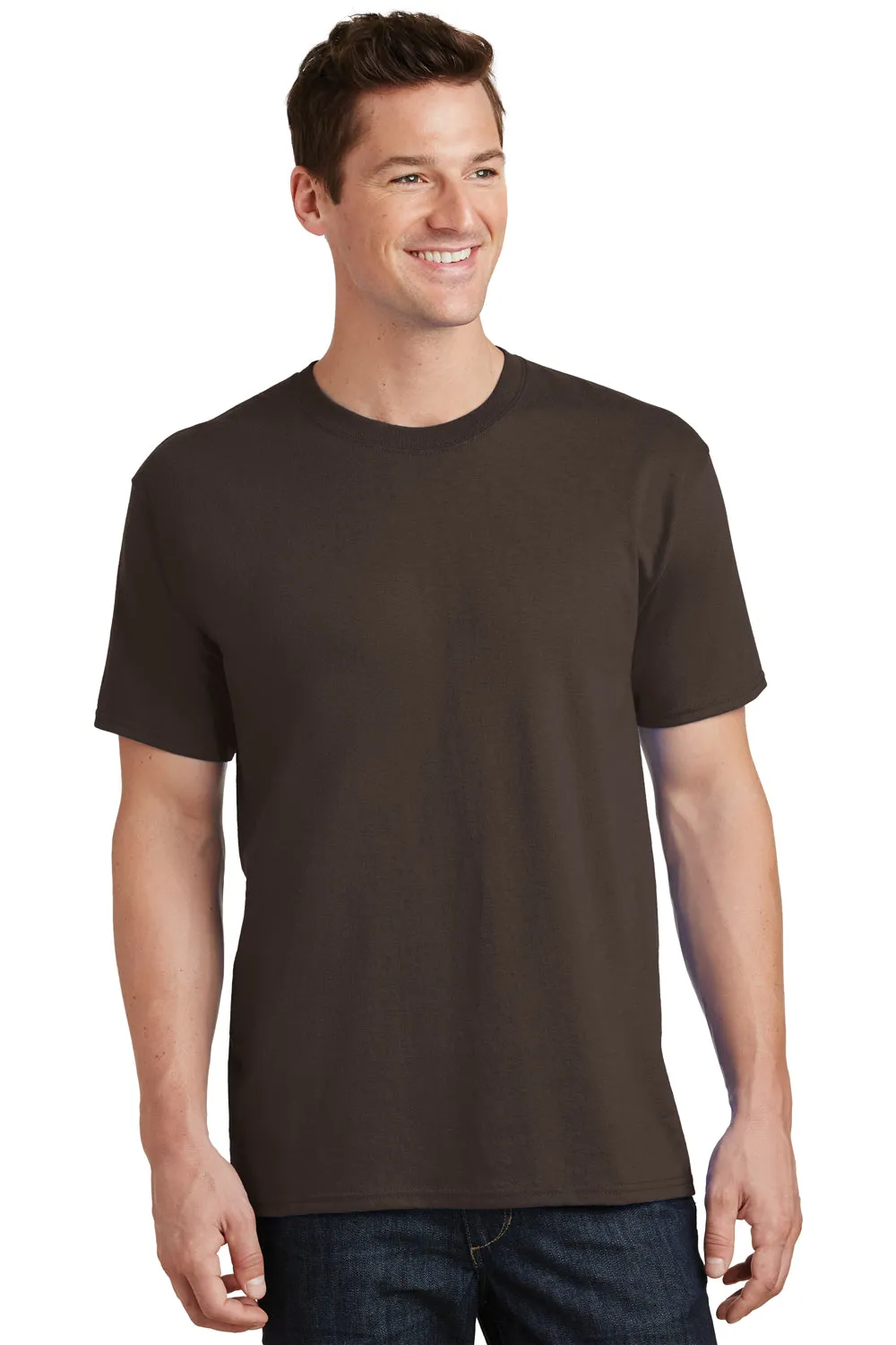 Port & Company Mens Core Short Sleeve Crewneck T-Shirt - Dark Chocolate Brown