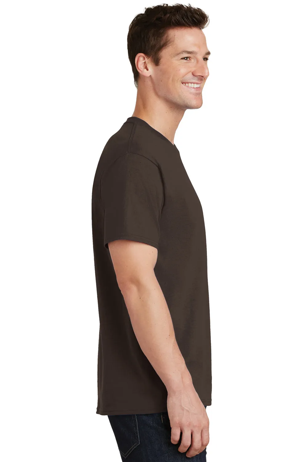 Port & Company Mens Core Short Sleeve Crewneck T-Shirt - Dark Chocolate Brown