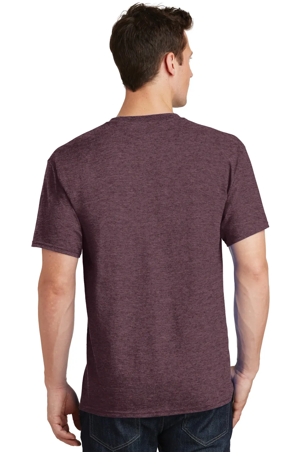 Port & Company Mens Core Short Sleeve Crewneck T-Shirt - Heather Athletic Maroon