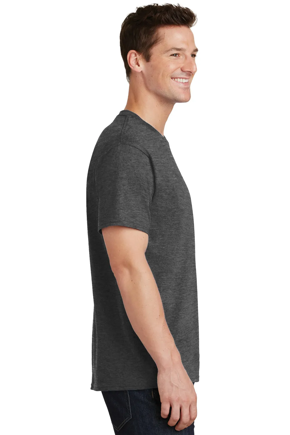 Port & Company Mens Core Short Sleeve Crewneck T-Shirt - Heather Dark Grey