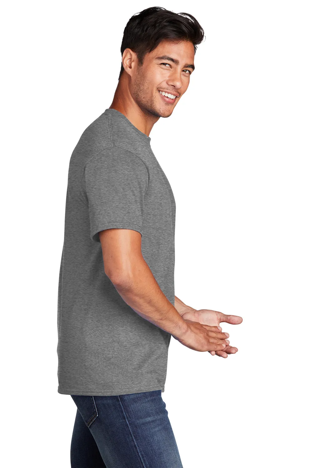Port & Company Mens Core Short Sleeve Crewneck T-Shirt - Heather Graphite Grey