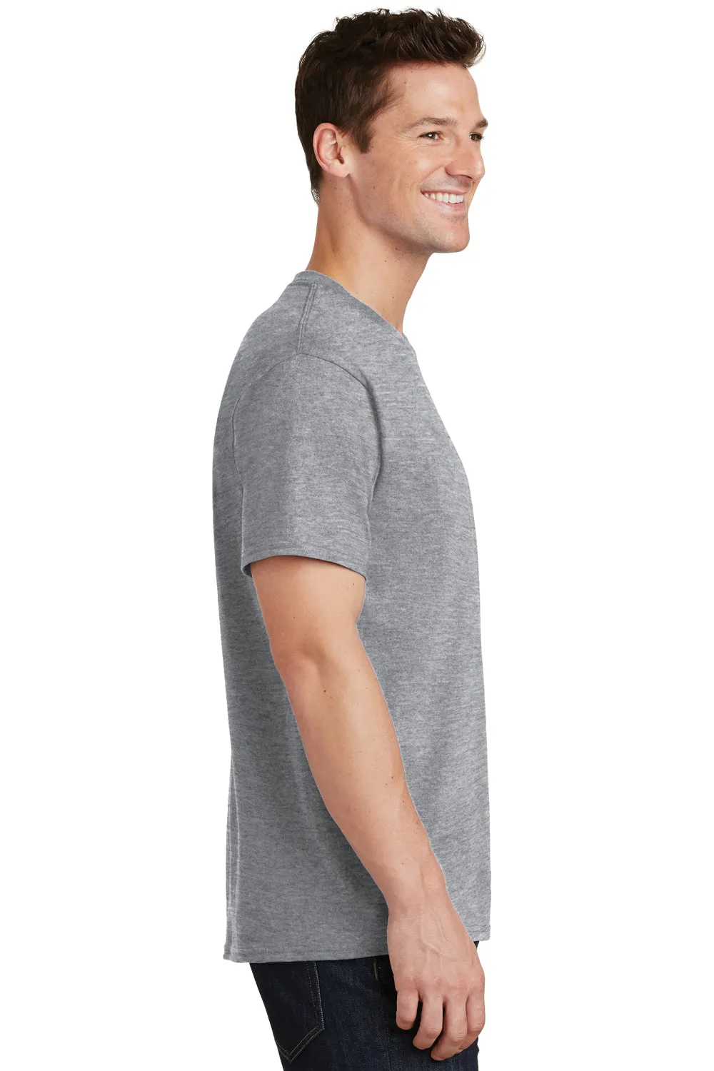 Port & Company Mens Core Short Sleeve Crewneck T-Shirt - Heather Grey