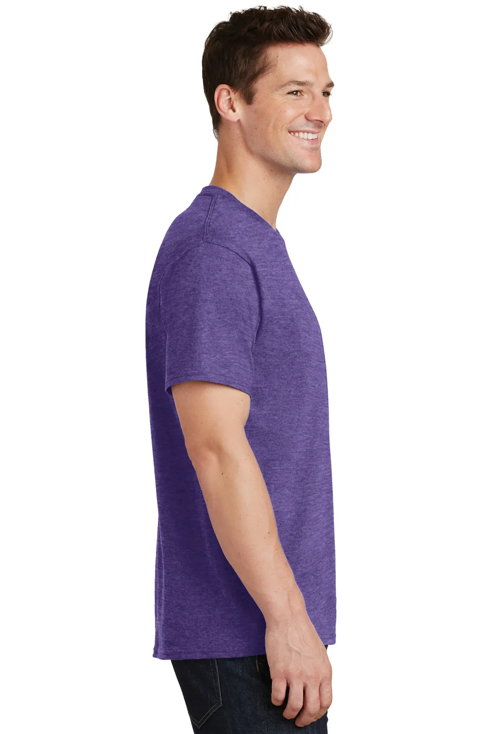 Port & Company Mens Core Short Sleeve Crewneck T-Shirt - Heather Purple