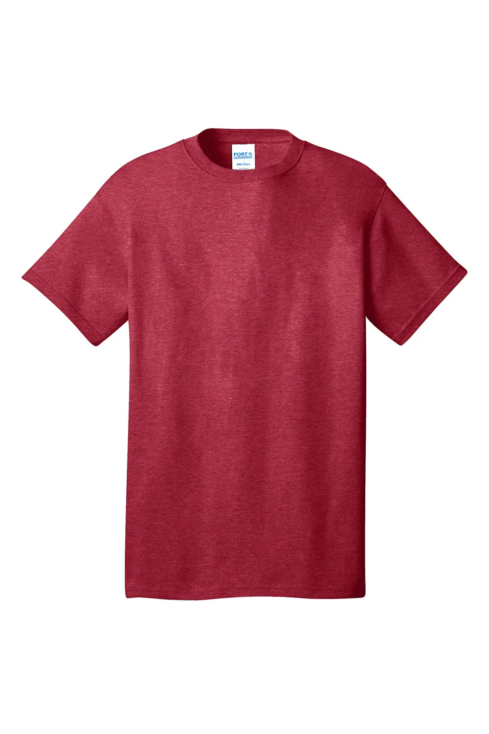 Port & Company Mens Core Short Sleeve Crewneck T-Shirt - Heather Red