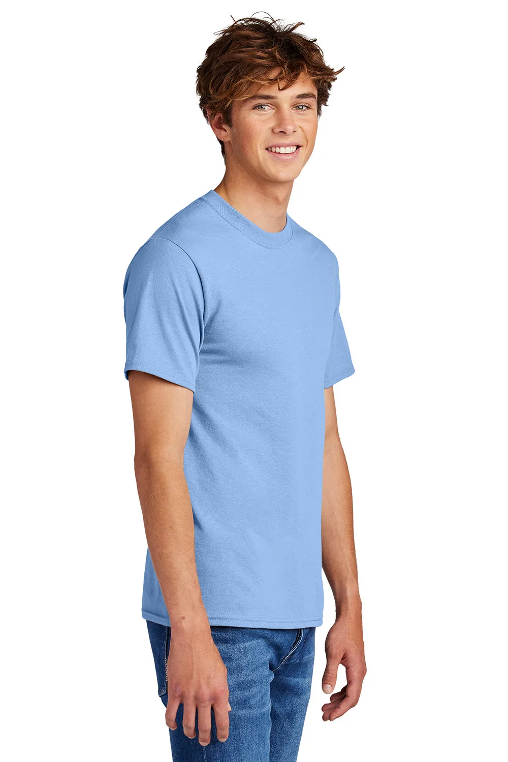 Port & Company Mens Core Short Sleeve Crewneck T-Shirt - Light Blue