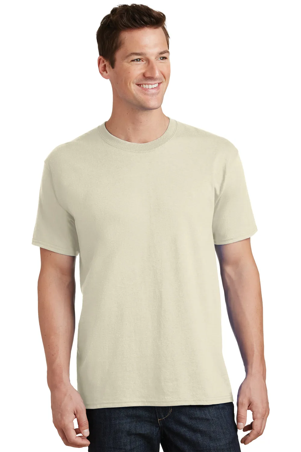 Port & Company Mens Core Short Sleeve Crewneck T-Shirt - Natural