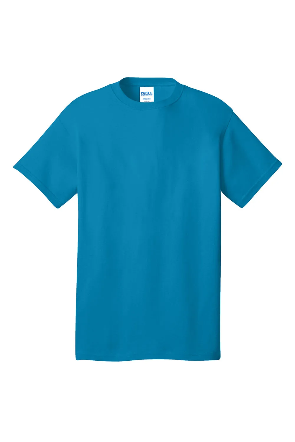 Port & Company Mens Core Short Sleeve Crewneck T-Shirt - Neon Blue