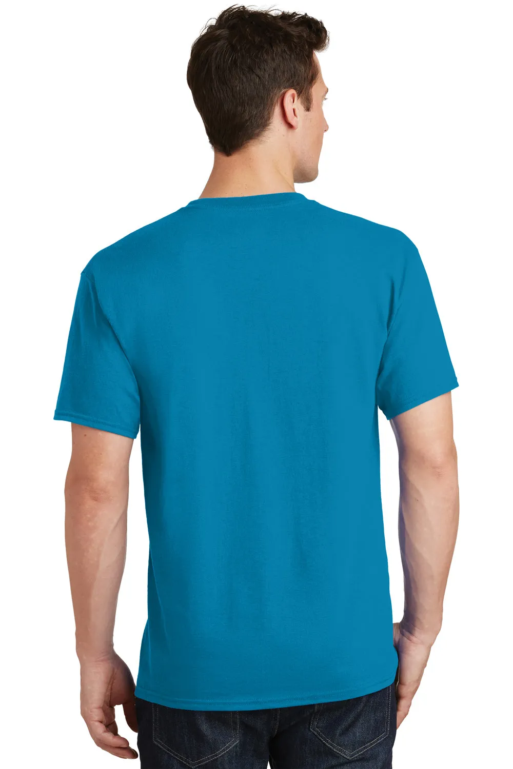 Port & Company Mens Core Short Sleeve Crewneck T-Shirt - Neon Blue