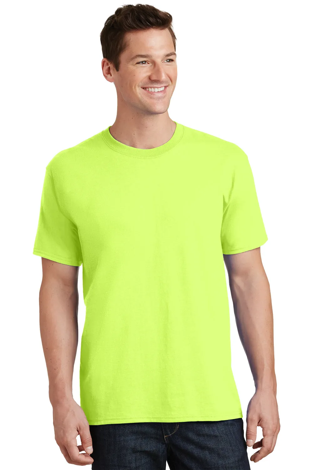 Port & Company Mens Core Short Sleeve Crewneck T-Shirt - Neon Yellow