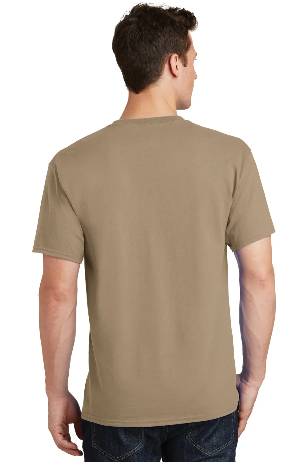 Port & Company Mens Core Short Sleeve Crewneck T-Shirt - Sand Brown