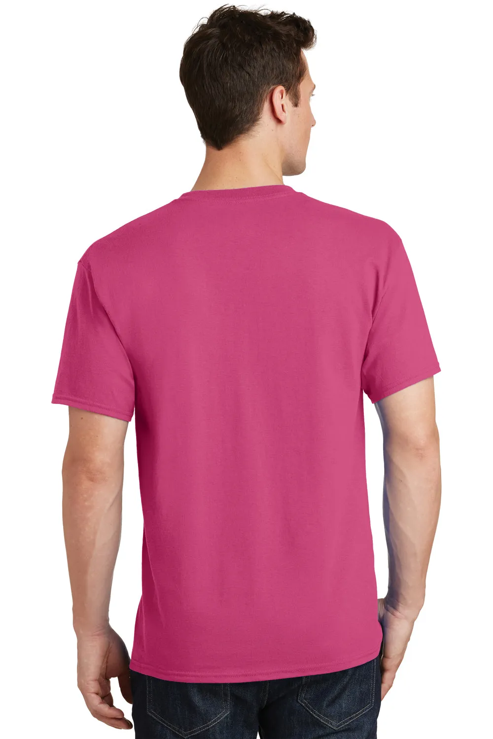 Port & Company Mens Core Short Sleeve Crewneck T-Shirt - Sangria Pink