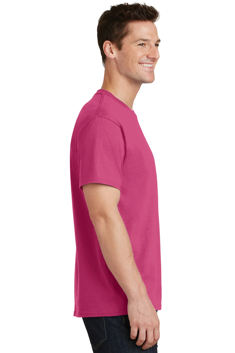 Port & Company Mens Core Short Sleeve Crewneck T-Shirt - Sangria Pink