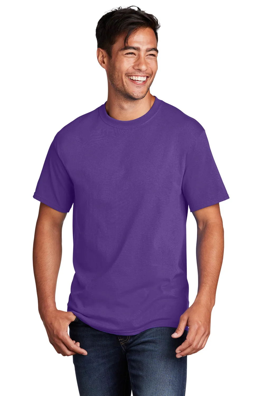 Port & Company Mens Core Short Sleeve Crewneck T-Shirt - Team Purple